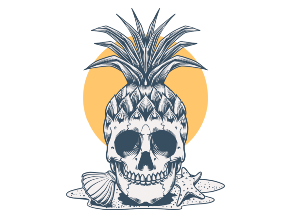 Skull tropical t shirt template vector