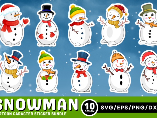 Snowman Cartoon Character Sticker Bundle - Buy t-shirt designs
