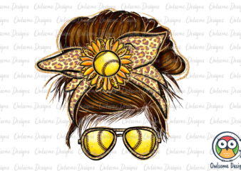 Softball Messy Bun Sublimation