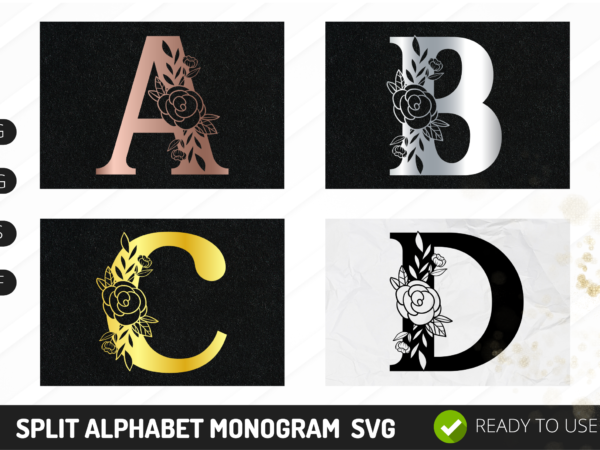 Letter A Floral Monogram SVG