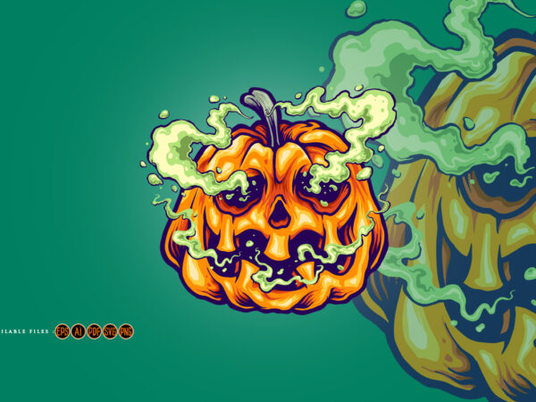 Spooky pumpkin smoke halloween svg t shirt template vector