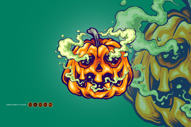 Spooky pumpkin smoke halloween svg