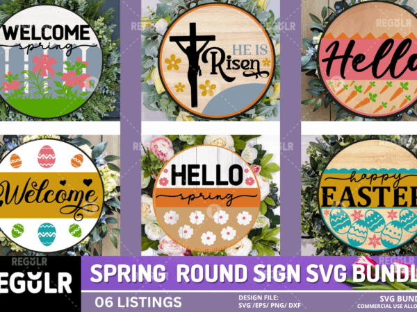 Spring round svg bundle t shirt template vector