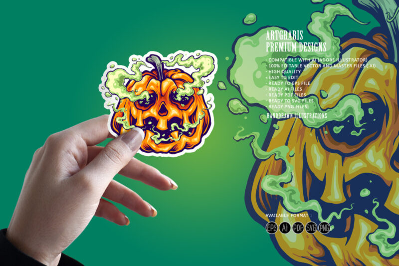 Spooky pumpkin smoke halloween svg