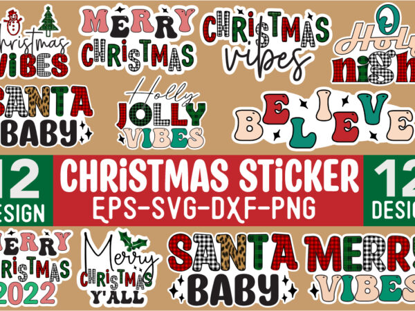 Christmas sticker design bundle