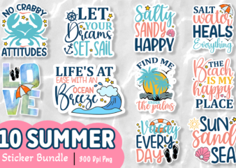 Beach AND Summer Printable Sticker Bundle t shirt template