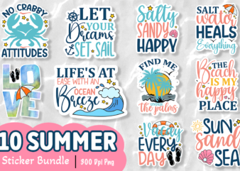 Beach AND Summer Printable Sticker Bundle