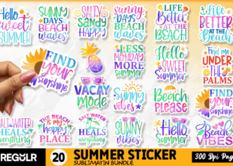 Summer Printable Stickers Bundle t shirt template vector