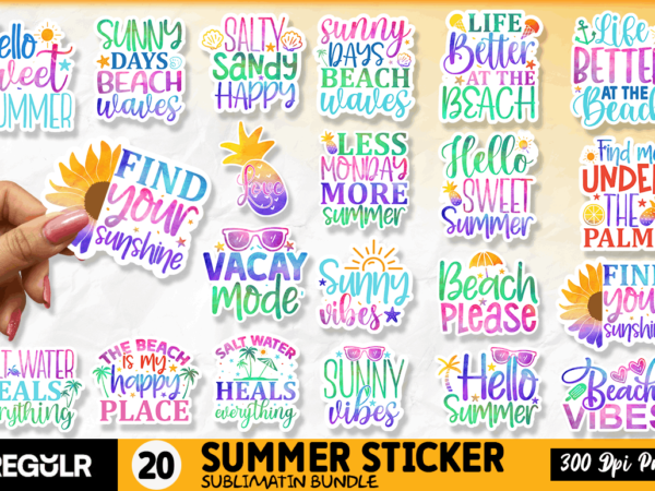 Summer printable stickers bundle t shirt template vector