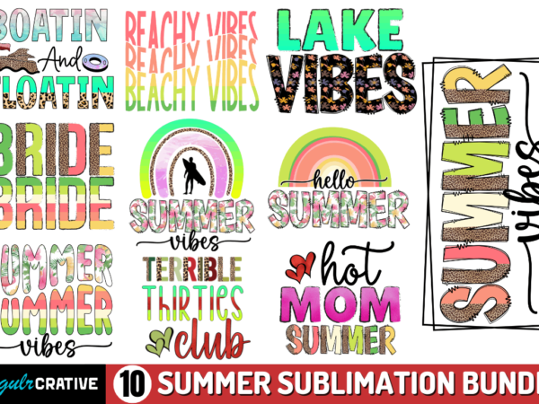 Summer sublimation bundle t shirt template vector