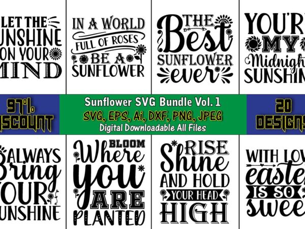 Sunflower t-shirt bundle, sunflower svg bundle, sunflower svg, flower svg, monogram svg, half sunflower svg, sunflower svg files, silhouette, cameo,sunflower t-shirt design bundle, t-shirt design bundle, t shirt design svg,