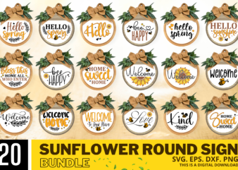 Sunflower Round Signs Bundle t shirt template vector