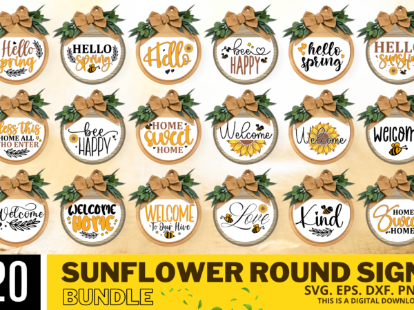 Sunflower round signs bundle t shirt template vector