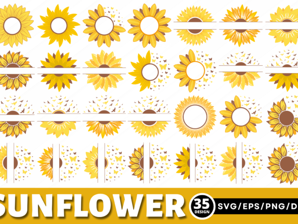 Sunflower clipart svg bundle t shirt template vector