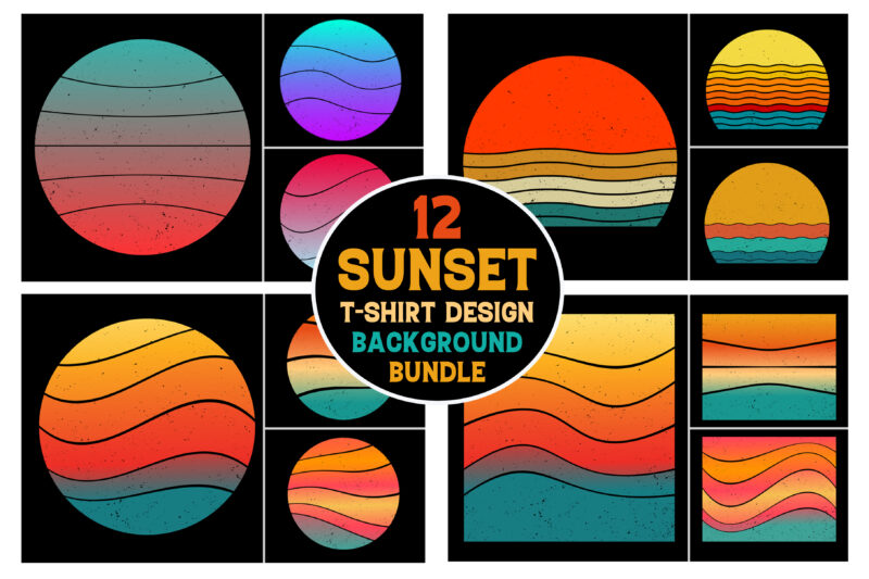 Retro Vintage Sunset T-Shirt Design Background