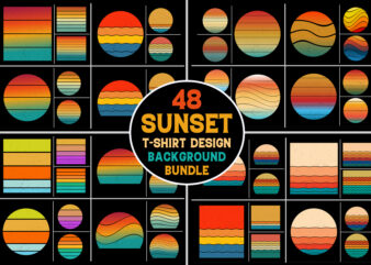 Sunset Retro Vintage Grunge Background Bundle for T-Shirt Design