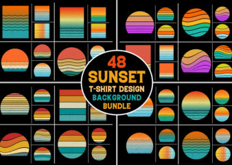 Sunset Retro Vintage Grunge Background Bundle for T-Shirt Design