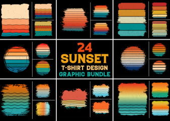 Sunset Vintage Retro Grunge Background Bundle for T-Shirt Design