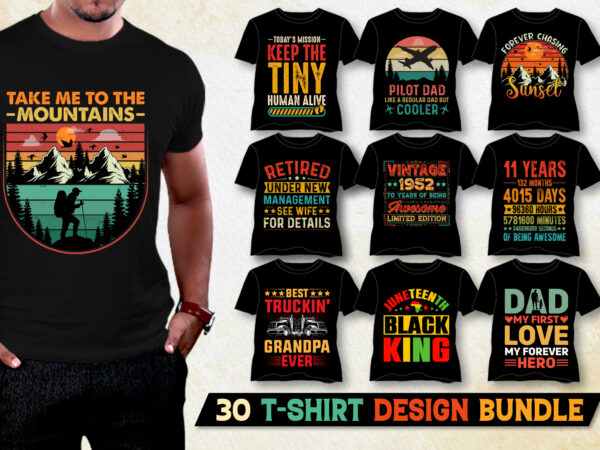 Sunset vintage t-shirt design bundle