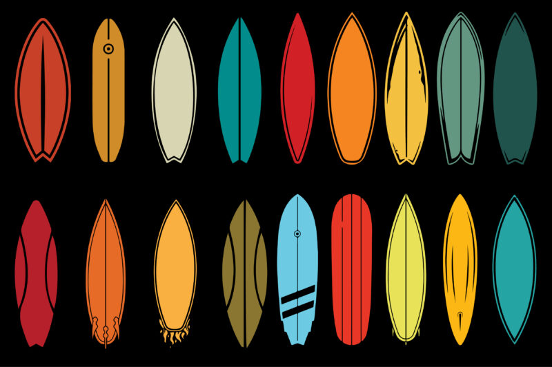 Surfboard Silhouette-Retro Vintage Bundle