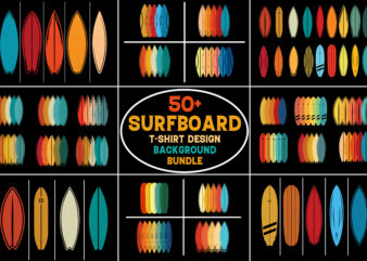 Surfboard Silhouette-Retro Vintage Bundle t shirt template vector