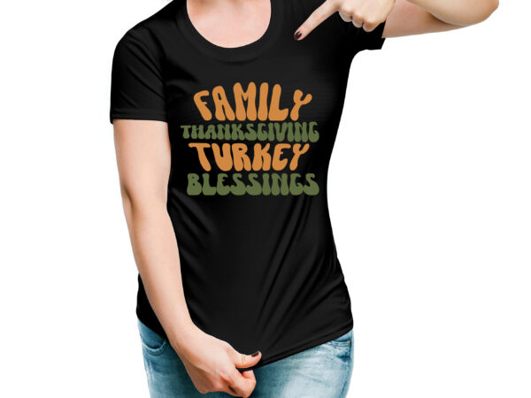 Family thanksgiving turkey blessings vector design