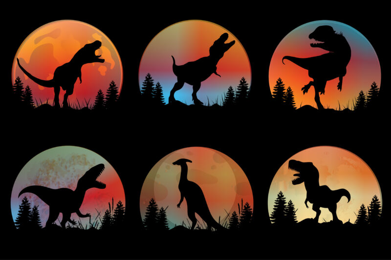 Godzilla T Rex Sunset T-Shirt Graphic Vector Bundle