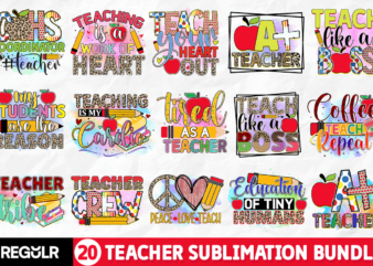 Teacher Sublimation Bundle t shirt designs for sale