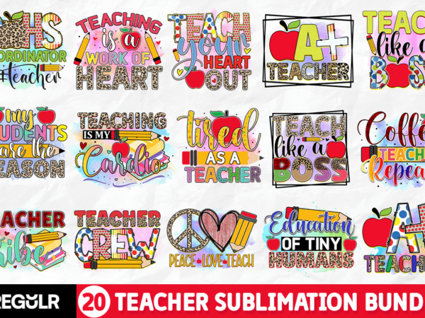 Teacher sublimation bundle t shirt designs for sale