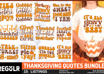 ThanksGiving Quotes SVG Bundle t shirt designs for sale