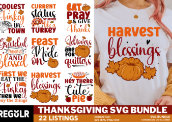 Thanksgiving SVG Bundle t shirt designs for sale