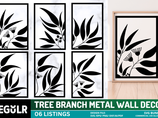 Tree branch metal wall decor svg bundle t shirt designs for sale
