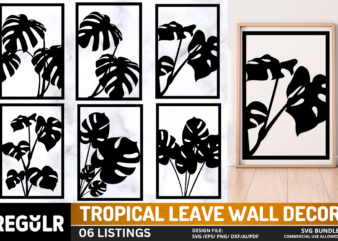 Tropical Leave Wall Decor SVG Bundle t shirt designs for sale