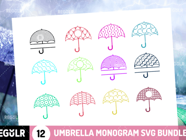 Umbrella monogram svg bundle t shirt vector graphic