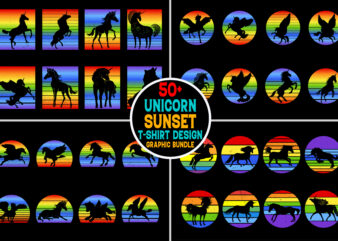Unicorn Retro Vintage Sunset Graphic