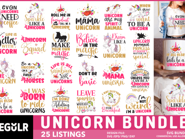 Unicorn svg bundle t shirt vector graphic