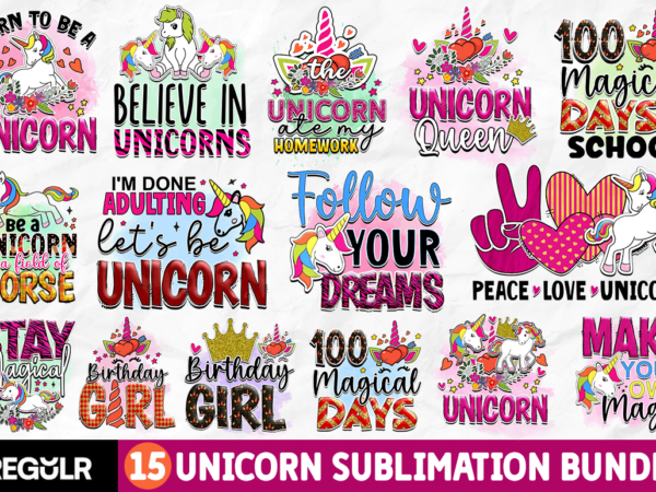 Unicorn sublimation bundle t shirt vector graphic