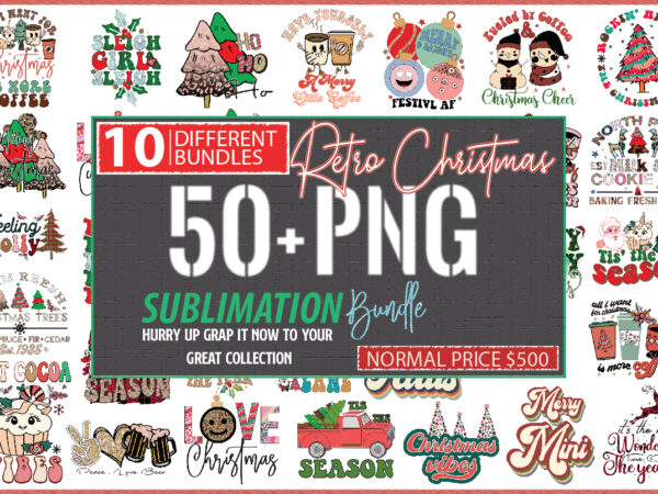 Christmas retro sublimation bundle t shirt vector file