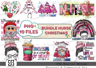 Christmas Nurse Sublimation Bundle t shirt vector file