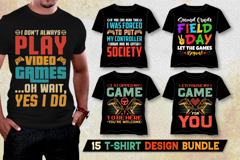 Video Game T-Shirt Design Bundle