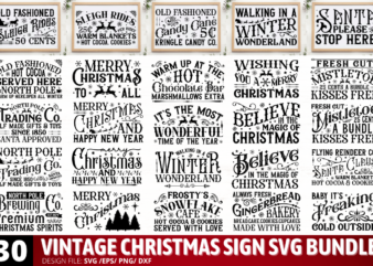 Vintage Christmas Sign Svg Bundle