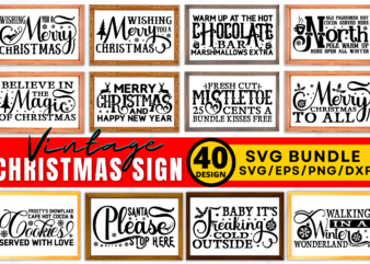 Vintage Christmas Sign SVG Bundle t shirt vector art