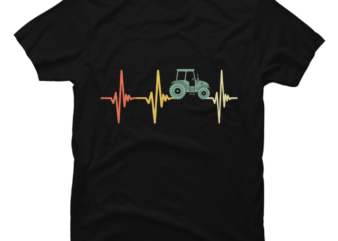 Vintage Farming Retro Tractor Heartbeat Farmer