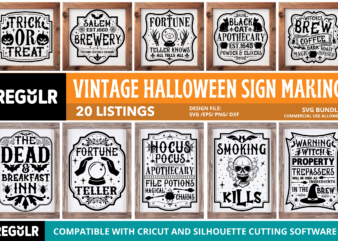 Vintage Halloween Sign Making Svg Bundle t shirt vector art