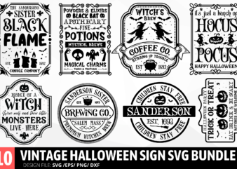 Vintage Halloween Sign Svg Bundle