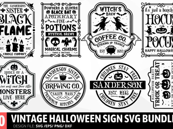 Vintage halloween sign svg bundle t shirt vector art