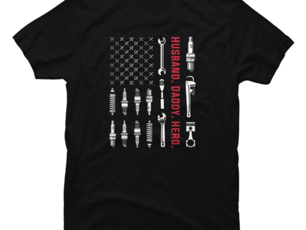 Vintage patriotic mechanic dad american flag t shirt vector art