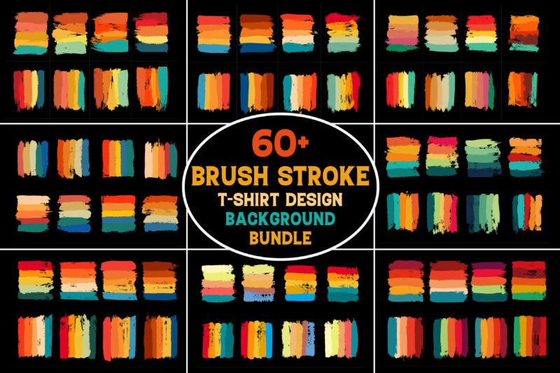 Vintage Retro Paint Brush Stroke for T-Shirt Design Bundle