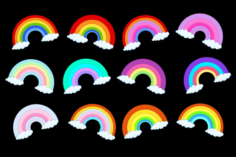 Retro Vintage Sunset Rainbow Unicorn Background Bundle
