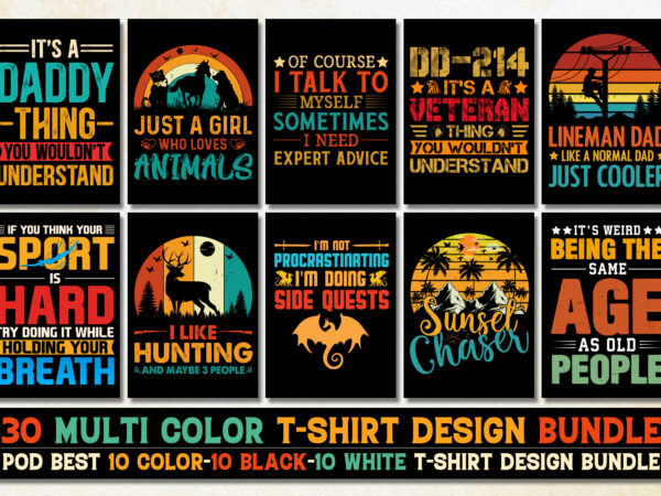 Vintage sunset t-shirt design bundle